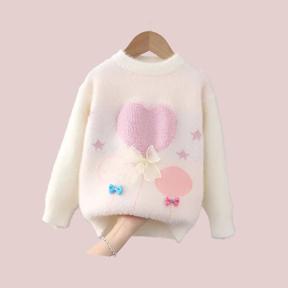 Kids' Winter Fleece Jumper, Girls Sweater Heart & Butterfly, Tops Toddlers, Autumn, KIDZADOA Baby & Children's Clothing UK