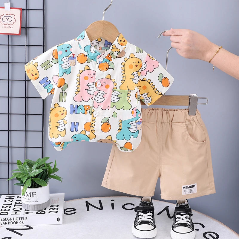 Baby & Toddler Summer Clothing Set-Infant Clothes- Baby Boy-Summer Outfit- Cartoon-Shirt-Shorts-KIDZADORA Baby & Kids Clothing UK