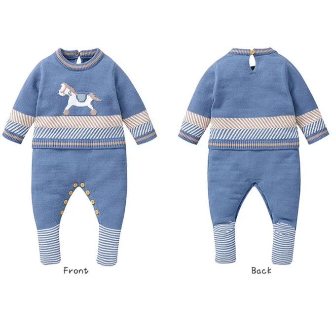 Knitted Baby Rompersuit, Infant Jumpsuit, Newborn Winter Romper