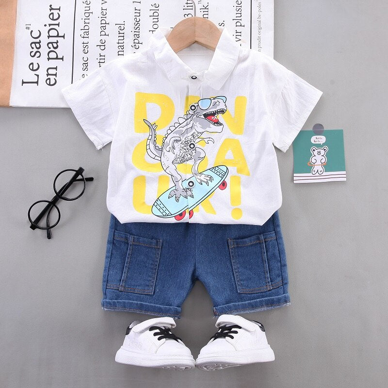 Baby Toddler Infant Dinosaur Short Sleeve Shirt + Shorts Set | KIDZADORA Baby & Children's Clothing UK | Essex | London