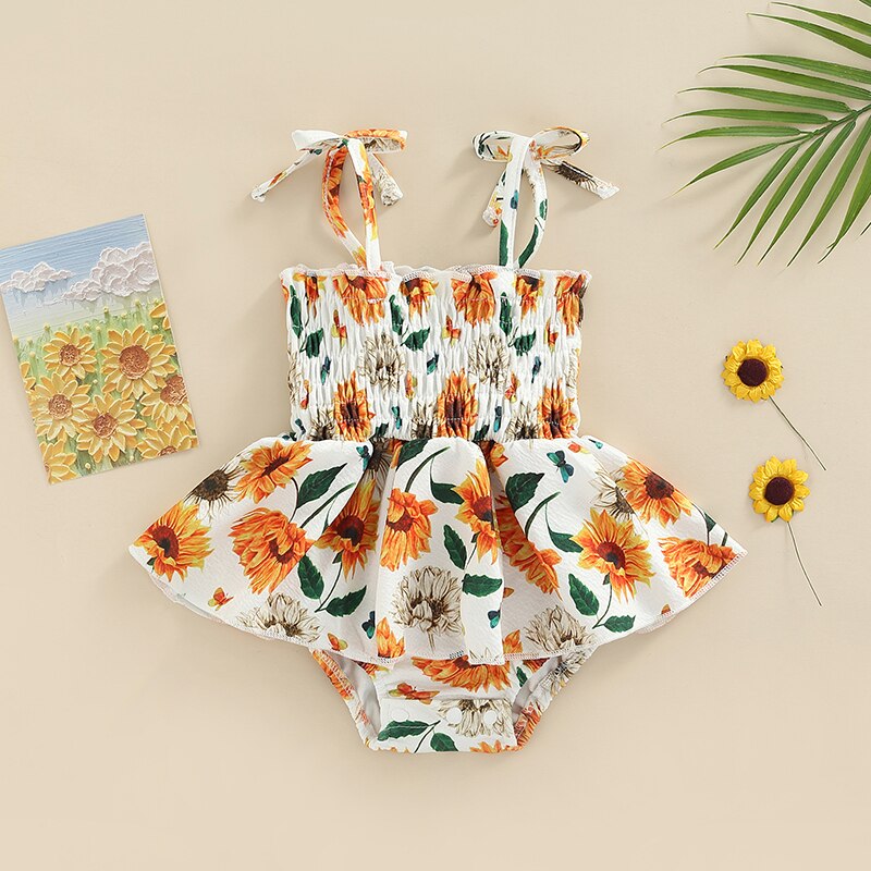 Baby Girl Sunflower Romper Dress | Baby Girl Clothing | KIDZADORA Baby & Children's Clothing | UK