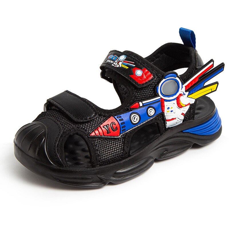 Boys Children's Breathable Protective Toe Summer Sandals Hook + Loop Spaceman Rocket Kids Footwear | KIDZADORA Kids Shoes UK