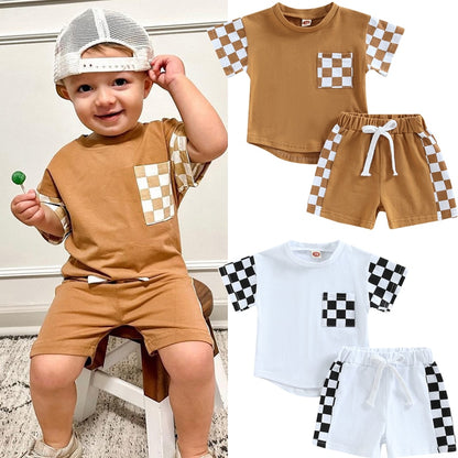 Baby Boy 2pc Clothes Set Summer | Toddler Boy Shorts + T-shirt Set | KIDZADORA UK