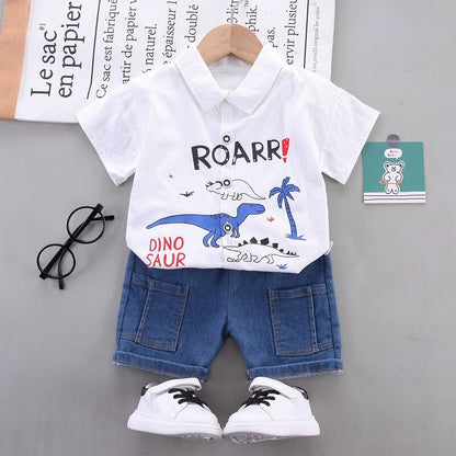 Baby Toddler Infant White Dinosaur Shirt + Shorts Set | KIDZADORA Baby & Children's Clothing UK | Essex | London