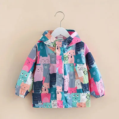 Girls-Kids-Windbreaker-Jacket-3-to-12-Years-Spring-Autumn-Animal-Print-Design-Toddler-Outerwear-Clothing-KIDZADORA Baby & Kids Clothing UK