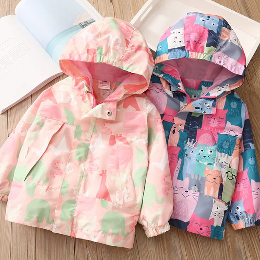 Girls-Kids-Windbreaker-Jacket-Spring-Autumn-Animal-Print-Design-Toddler-Outerwear-Clothing-KIDZADORA Baby & Kids Clothing UK