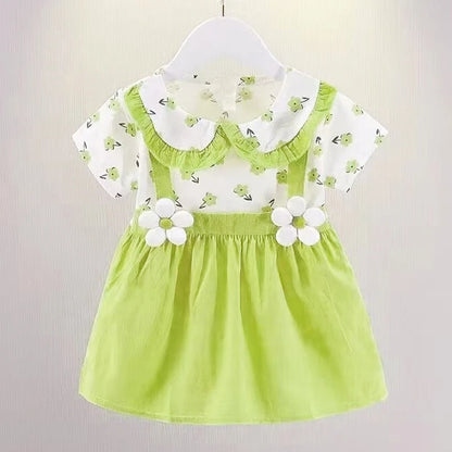 Summer-Infant-Toddler-Girl-Green-Dress-Peter-Pan-Collar-Children's-Clothing-Girl-KIDZADORA-UK