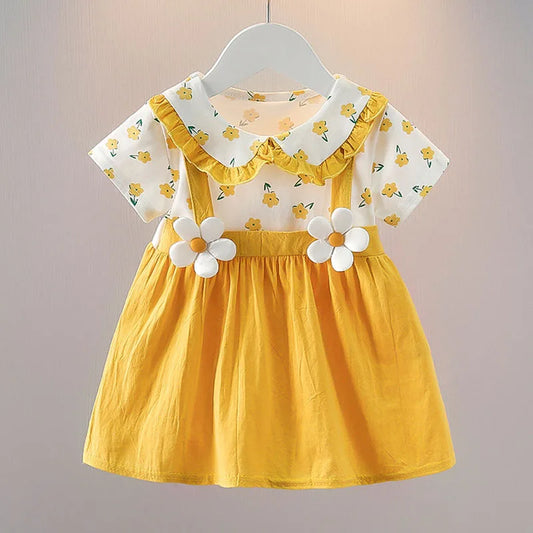 Summer-Infant-Toddler-Girl-Dress-Peter-Pan-Collar-Children's-Clothing-Girl-KIDZADORA-UK