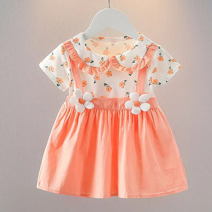 Summer-Infant-Toddler-Girl-Orange-Dress-Peter-Pan-Collar-Children's-Clothing-Girl-KIDZADORA-UK