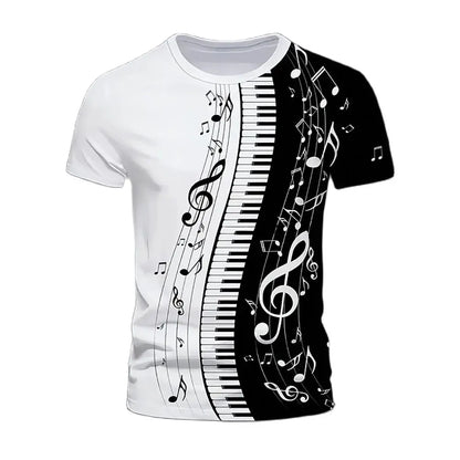 Kids Musical Notes Keyboard T-Shirt Short Sleeve Tee Boys Girls - KIDZADORA Kids Clothing & Footwear UK