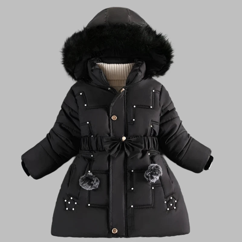 Girls Coat, Black, Hooded, Padded, Winter Kids Outerwear, KIDZADORA Children's Clothing UK