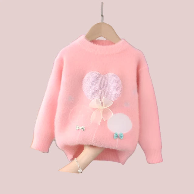 Girls Winter Sweater, Kids Fleece Lined Jumper, Pink Top, Autumn, Spring, Kids Fashion, KIDZADORA Kids Clothing UK