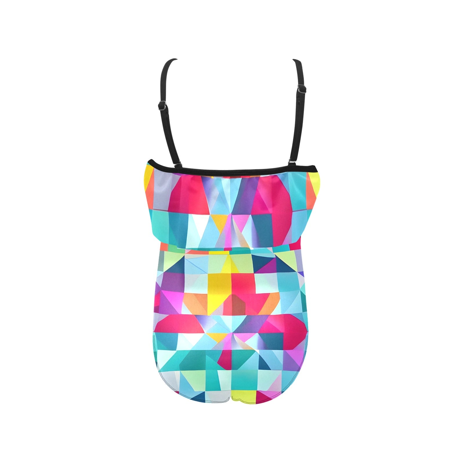 KIDZADORA Swimwear | Girls Multi-Colour Geometric Ruffle Swimming Costume | KIDZADORA Baby & Kids Clothing UK