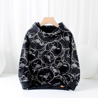 KIDZADORA UK | Kids Hoodie | Black Bear Print Hooded Sweatshirt for Boys and Girls