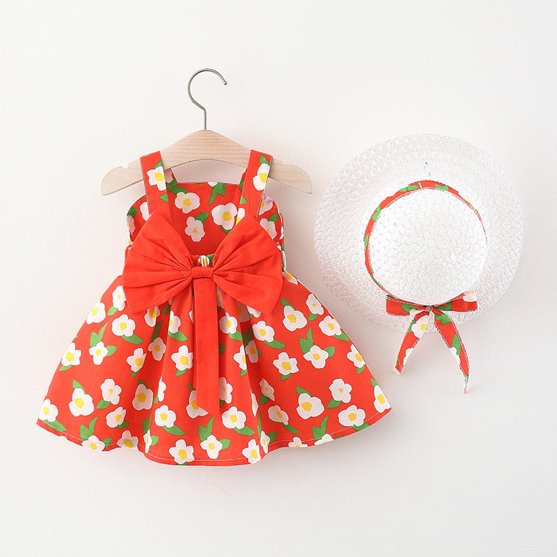 Red Baby Girl & Toddler Dress + Hat | 2-piece Summer Dress for Toddlers | KIDZADORA London UK