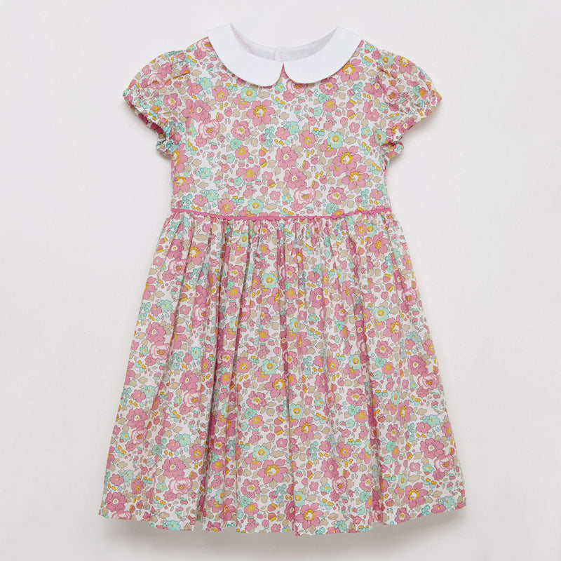 Girls Classic Floral Dress with Peter Pan Collar | KIDZADORA Kids Clothing UK