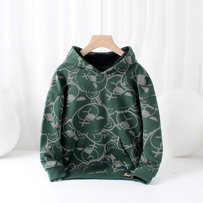 KIDZADORA UK | Kids Hoodie | Green Bear Print Hooded Sweatshirt for Boys and Girls