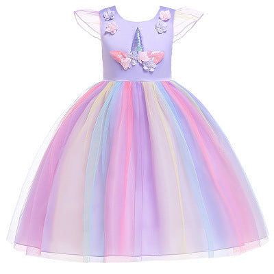 Girls Unicorn Costume Dress 3-8 Years