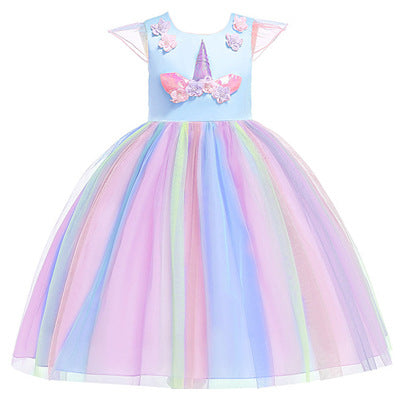 Girls Unicorn Costume Dress 3-8 Years