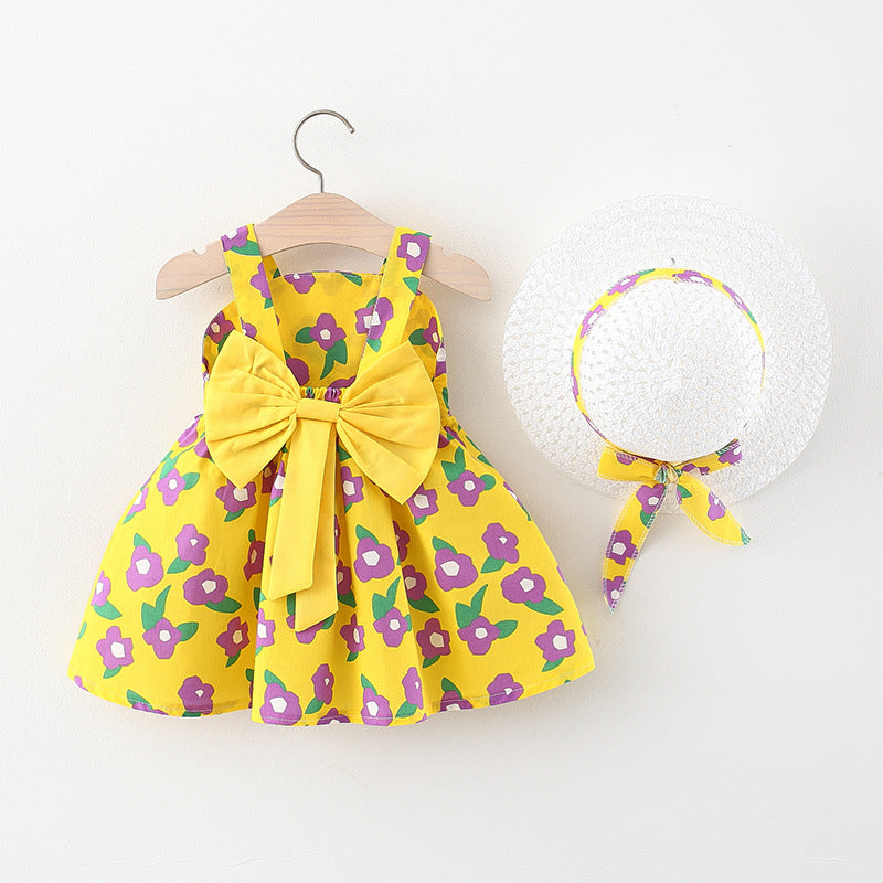 Yellow Baby Girl & Toddler Dress + Hat | 2-piece Summer Dress for Toddlers | KIDZADORA London UK