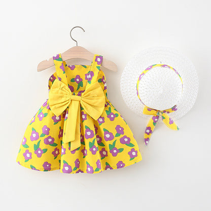 Yellow Baby Girl & Toddler Dress + Hat | 2-piece Summer Dress for Toddlers | KIDZADORA London UK