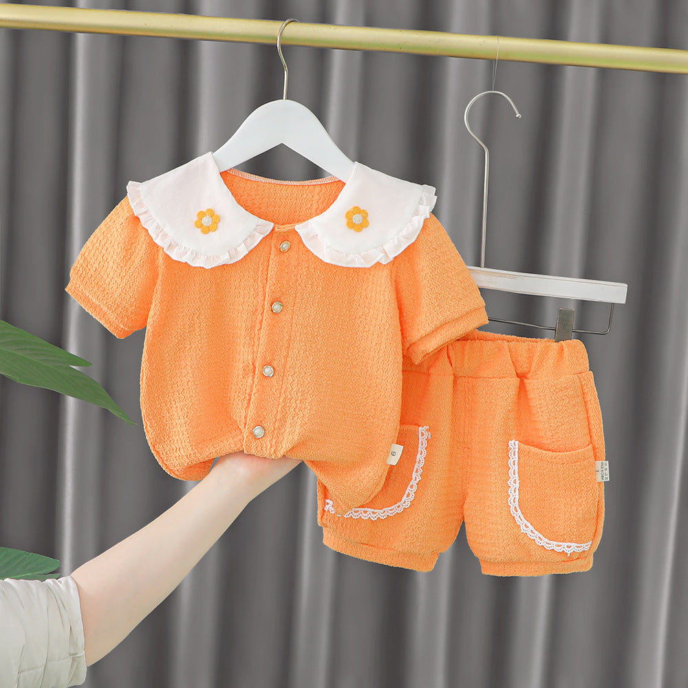 KIDZADORA Baby and Children's Clothing | Girls 2pc Orange Shorts and Blouse Set 1 to 5 Years