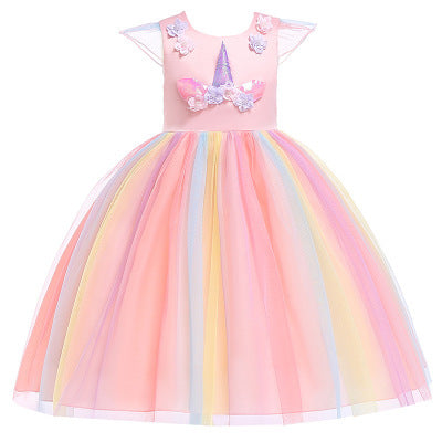 Girls Unicorn Costume Dress 3-8 Years