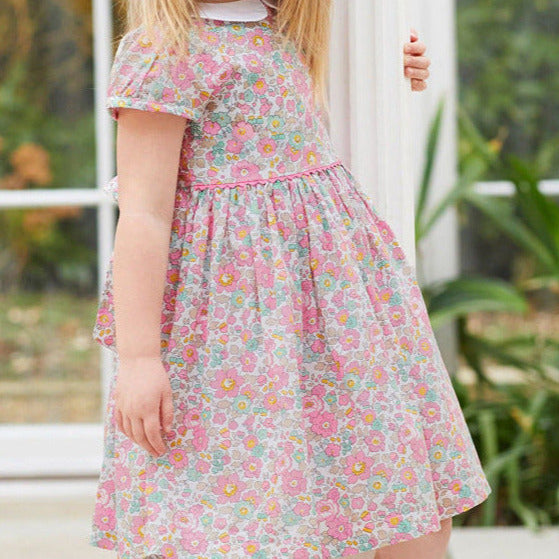 Girls Classic Pink Dress with Peter Pan Collar | KIDZADORA Kids Clothing UK