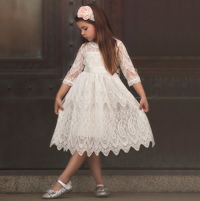 Girls White Lace Dress 2-7 Years | Girls Special Occasion Clothing | Flower Dress | KIDZADORA Girls Party Dress