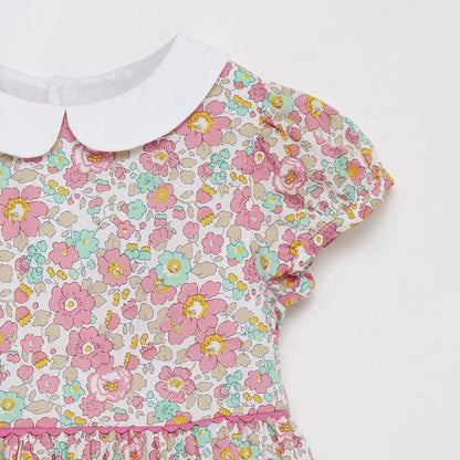 Girls Pink Dress with Peter Pan Collar | KIDZADORA Kids Clothing UK