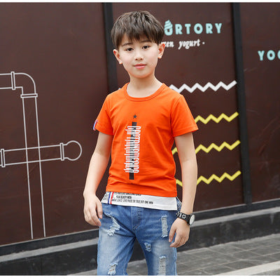 Kids Orange T-Shirt & Shorts Jeans | KIDZADORA Kids Clothes UK