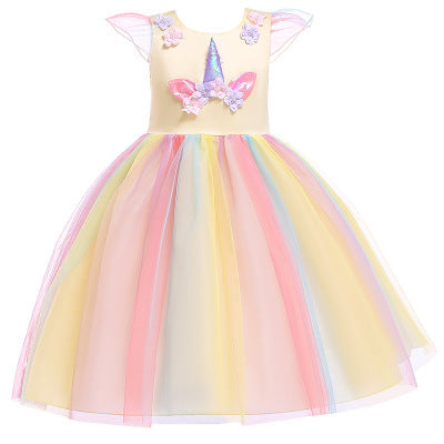 Girls Unicorn Costume Dress 3-8 Years