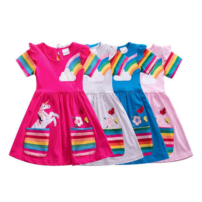 Girls Dresses | Unicorn Dress | Kids Rainbow Dress | KIDZADORA Baby, Toddler & Kids Clothing | UK | London | Essex