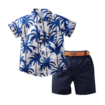 Boys Hawaiian Shirt + Shorts Set | Boys Summer 2 Piece Shorts + Shirt Outfit | Boys Shorts | Boys Short Sleeved Shirt | KIDZADORA UK | London | Essex Kids Clothing