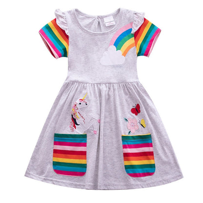 Girls Grey Uniorn + Rainbow Dress | KIDZADORA Baby, Toddler & Kids Clothing | UK | London | Essex