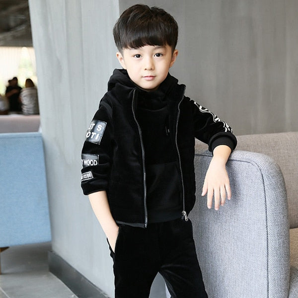 Boys & Girls 3pc Black Tracksuit | Kids Black Casual Sports Wear | 4-12 Year Old Kids Clothing | KIDZADORA.COM UK Baby & Children's Clothing