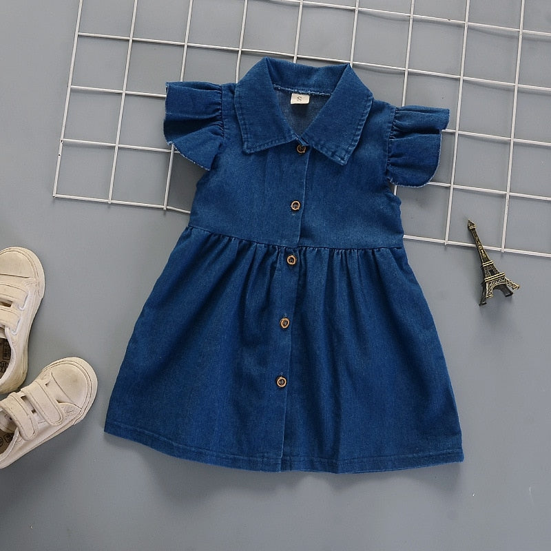 Toddlers Denim Dress | Blue Denim Dress | Girls Denim Dress Summer | KIDZADORA Baby & Children's Clothing | UK