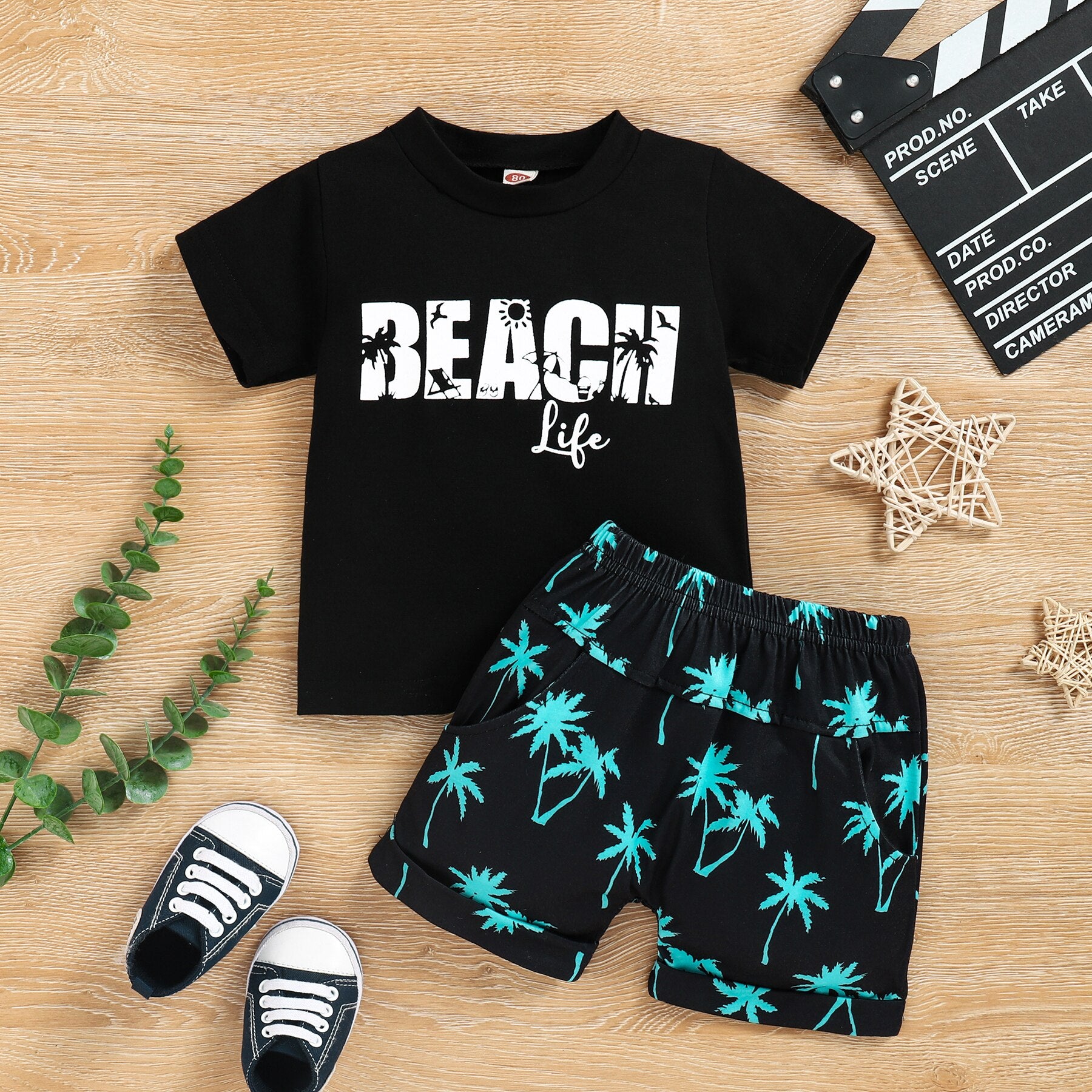 Boys Beach Wear | Kids 2pc Beach Shorts + T-shirt | Kids Summer Beach Clothes | KIDZADORA UK