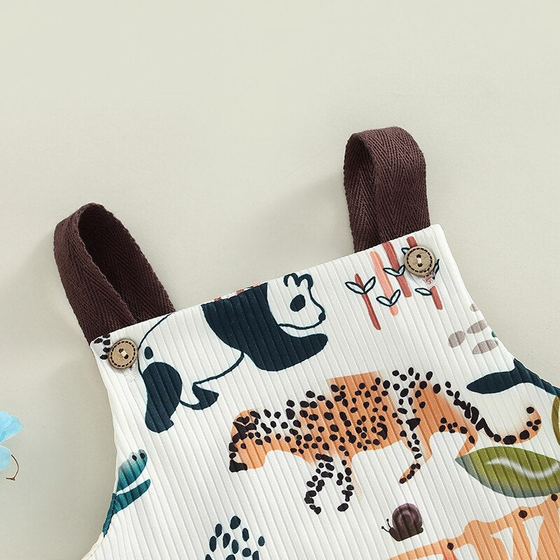 Baby Boy Dungarees | Baby Girl Jumpsuit | Baby Romper | Animal Print Romper | KIDZADORA Baby Clothes | UK