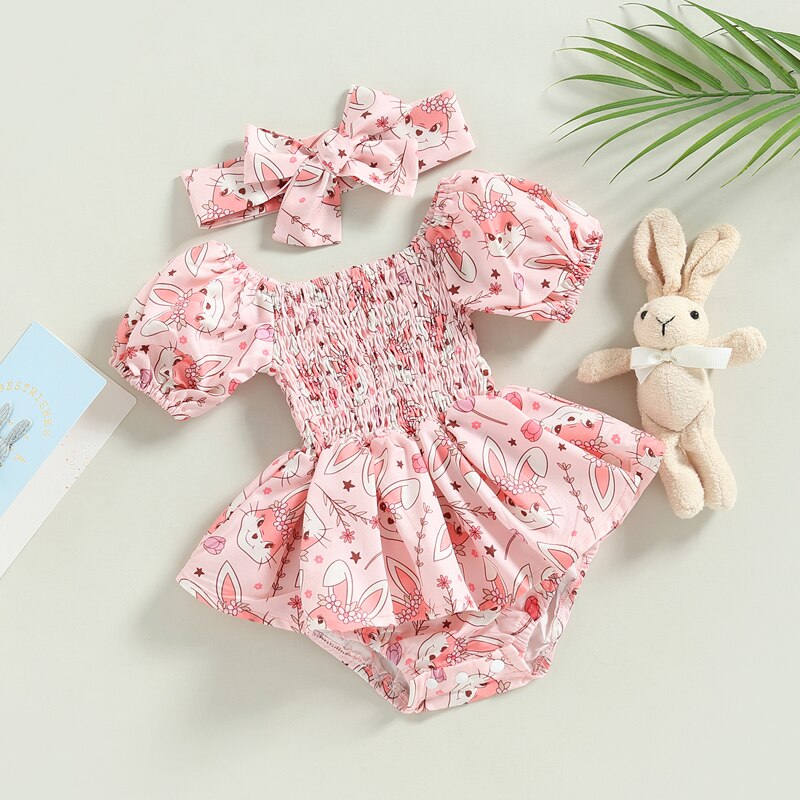 Baby Girl Pink Rabbit Design Romper + Headband Set | Baby Girls Clothes | KIDZADORA Baby & Children's Clothing | London | Essex Kids Clothing